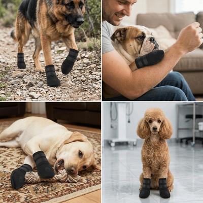 2pcs Anti Slip Sole Dog Socks Adjustable Fit Dog Paw Protector Dog Foot Cover  Indoor Protection
