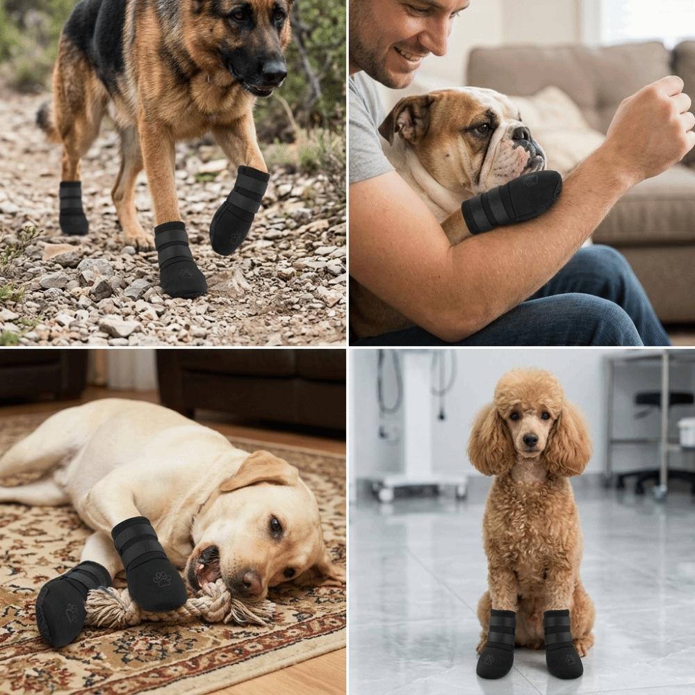 2 Stück verstellbare Hundesocken Neoprenstoff Hundefußabdeckung Hundepfoten-Schutz Innenbereich Schutz