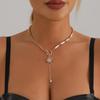 Vintage Gold Color Sunflower Pendant Necklaces For Women New Trendy Metal Crystal Tassel Clavicle Chain Necklaces Jewelry Gifts