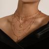 Bohemia Layered Choker Necklace Hexagram Shell Necklace Crystal Choker Rhinestone Charm Pendant Necklace Multi-layered Retro Chain for Women Girls