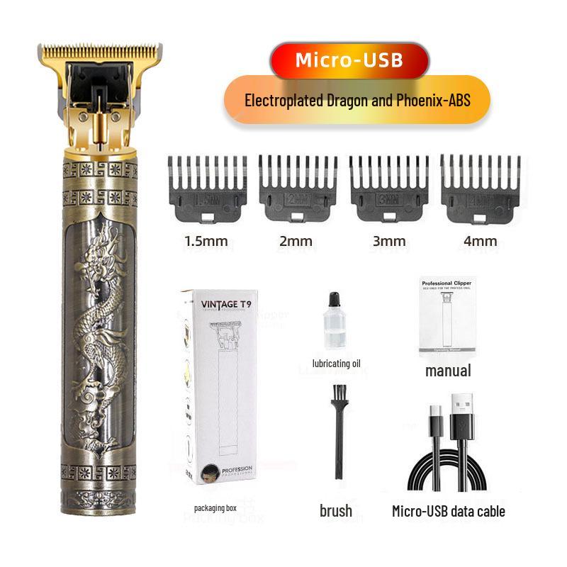Professional Electric Hair Clipper for Barbers & Home: Precision Carving, Slicked Back Styles, Bald Head Trim.
