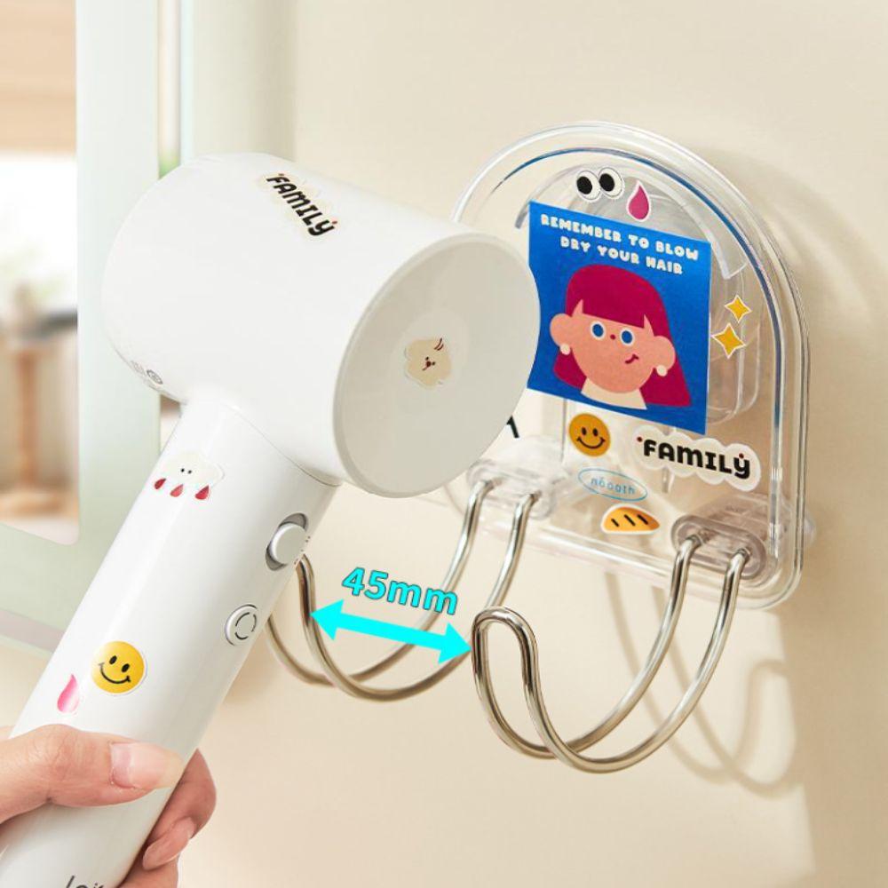 Space-Saving Storage No-Drill Wall-Mounted Storage Rack Drill-Free Hair Dryer Stand Wall-Mounted