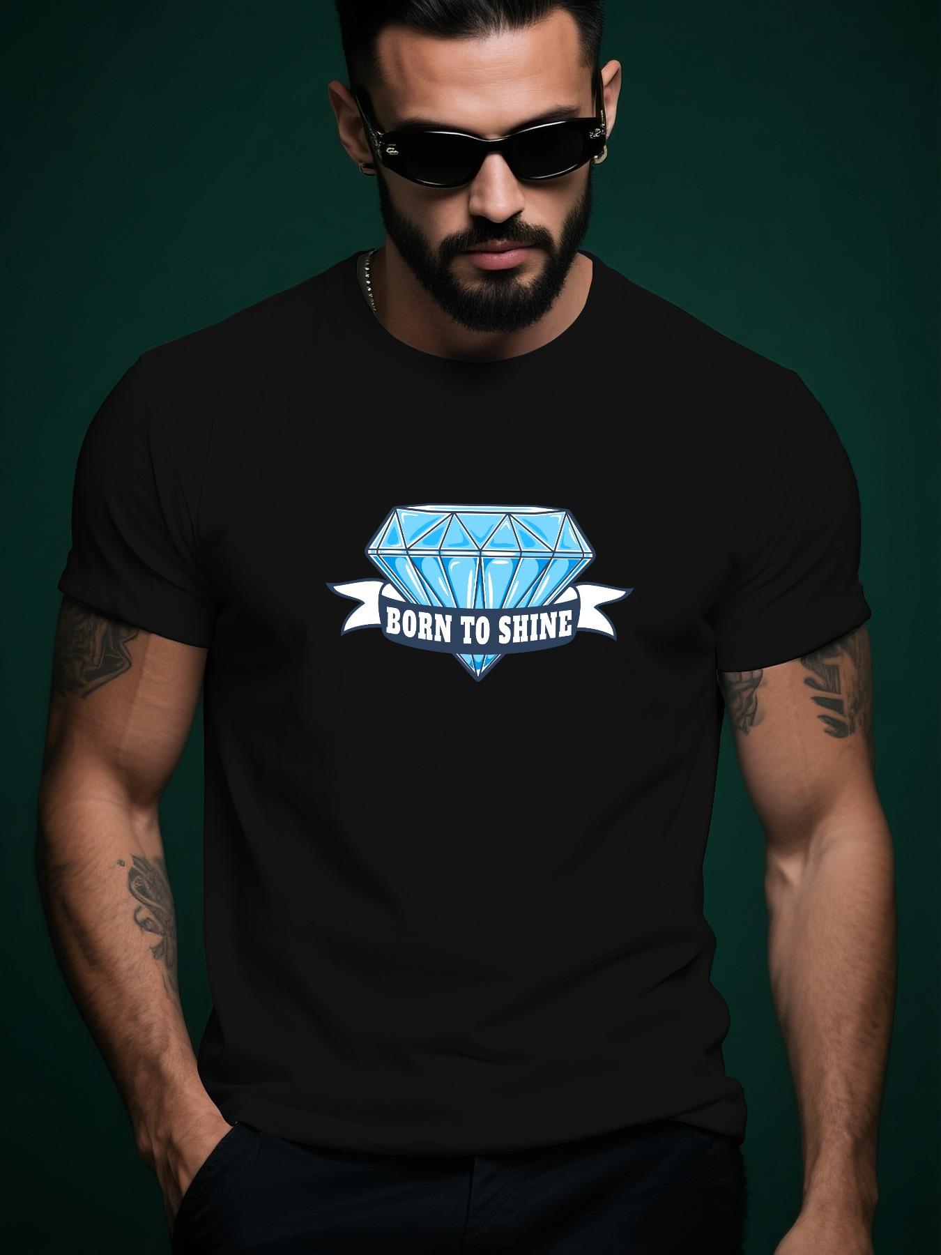 Born to Shine Motivational Logo Tshirt - Grey Casual Summ... XXL