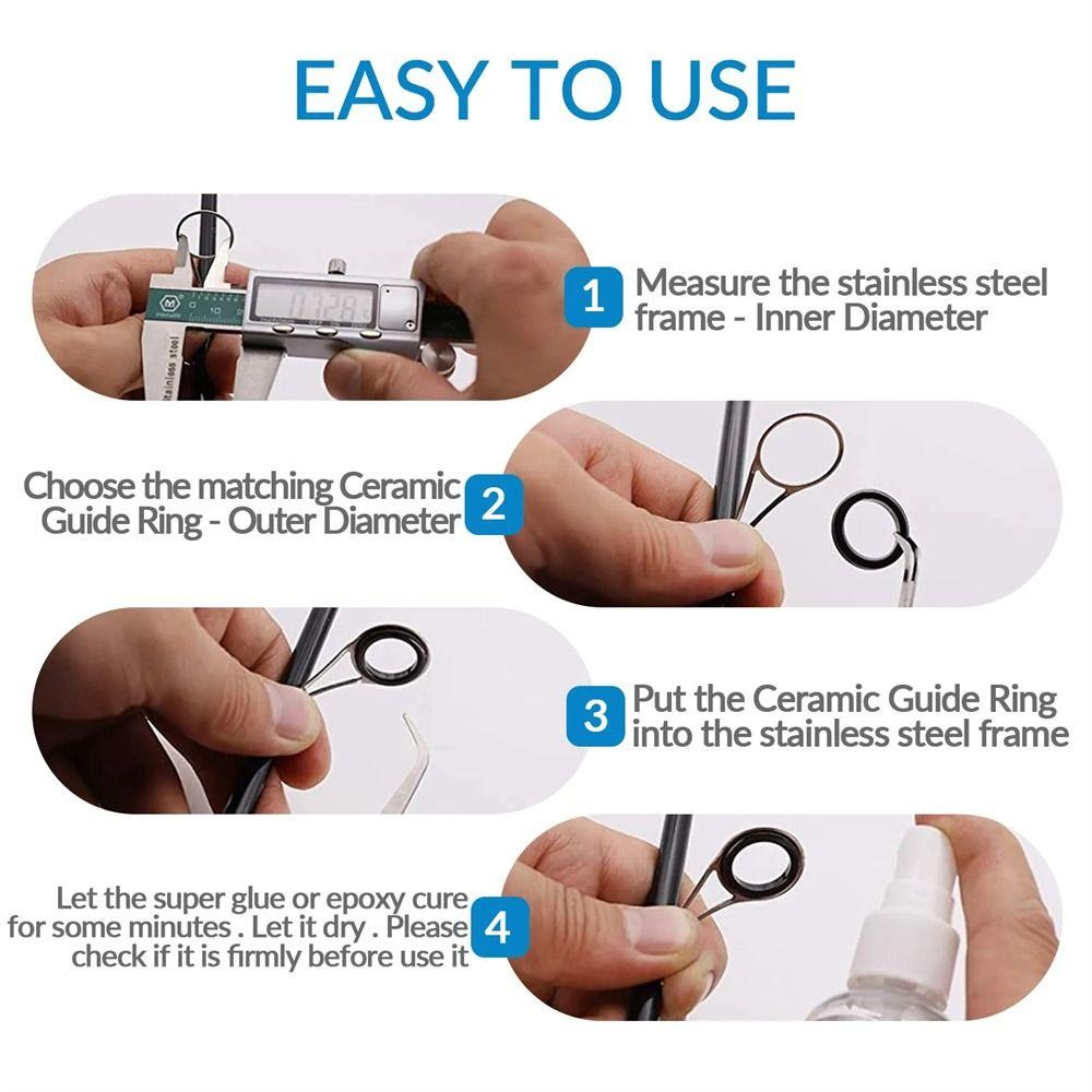 O Rings Fishing Rod Guides Smooth Rod Eye Replacement Ceramic Guides Ring  Fishing Pole