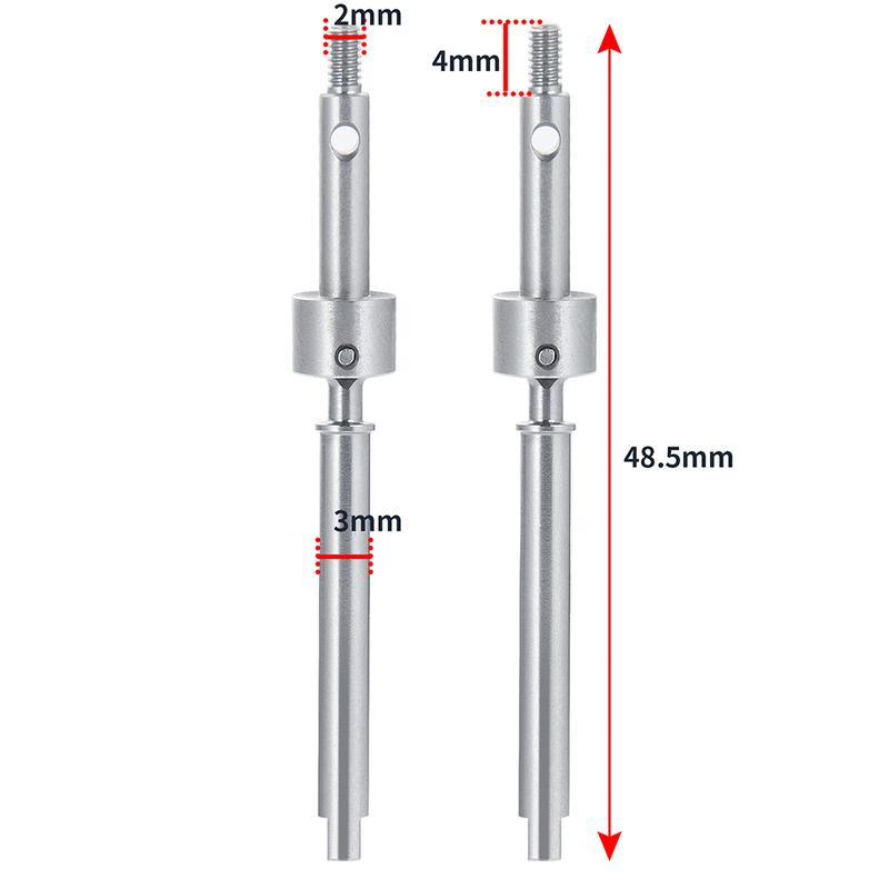 YEAHRUN 2PCS Steel CVD Front Axle Drive Shaft 48.5/52.5mm for 1:24 RC Crawler Car Axial SCX24 All Series Upgraded Parts