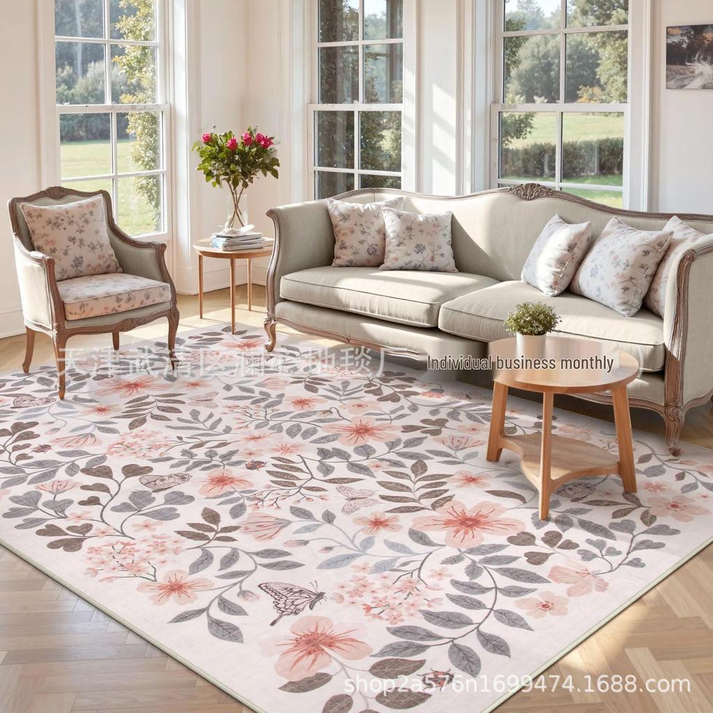 Tappeto per Soggiorno Resistente alle Macchie con Design Floreale e Vegetale - Facile da Pulire, Disponibile