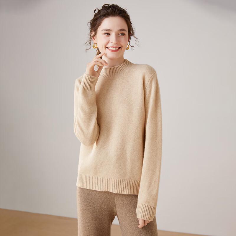 Fanzhen Women's Thickened Half-High Neck Cashmere Blend Sweater