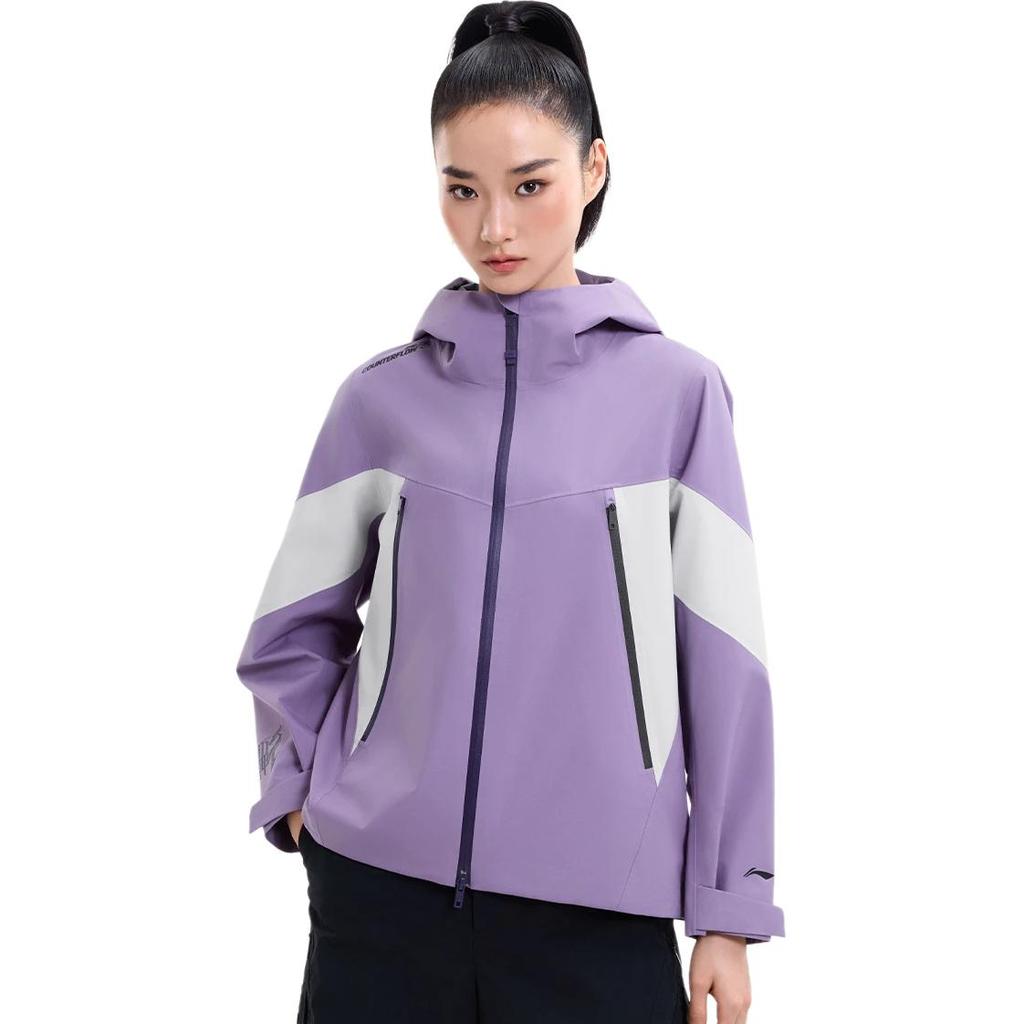 Li Ning Outdoor CF Suya Dayanıklı Rüzgar Geçirmez Tek Katmanlı Ceket Kadın ceketleri Mineral-Mor AEMW014-3