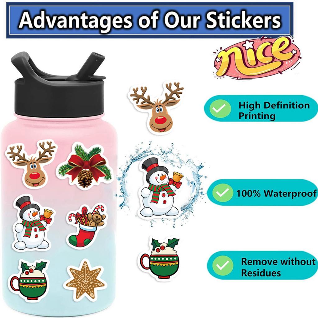 8 Designs Christmas Party Stickers for Wrapping, Scrapbooking and Festive Decorations