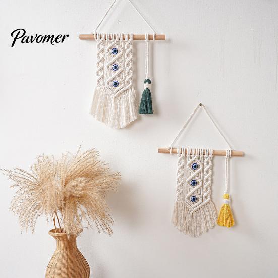 Durable Rope Wall Tapestry Bohemian Tapestry, Blue Evil Eye Braided Knotted Cotton Protective Decoration for Home Nursery Bedroom Living Room