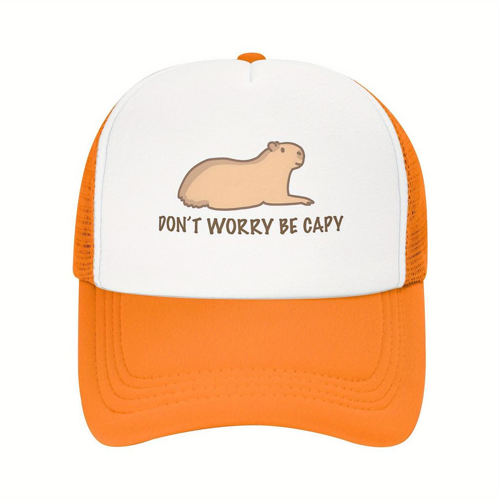 Keine Sorge Sei Capy Capybara Grafik Trucker Cap Atmungsaktives Netz Baseballkappe Verstellbar Lässig für Erwachsene