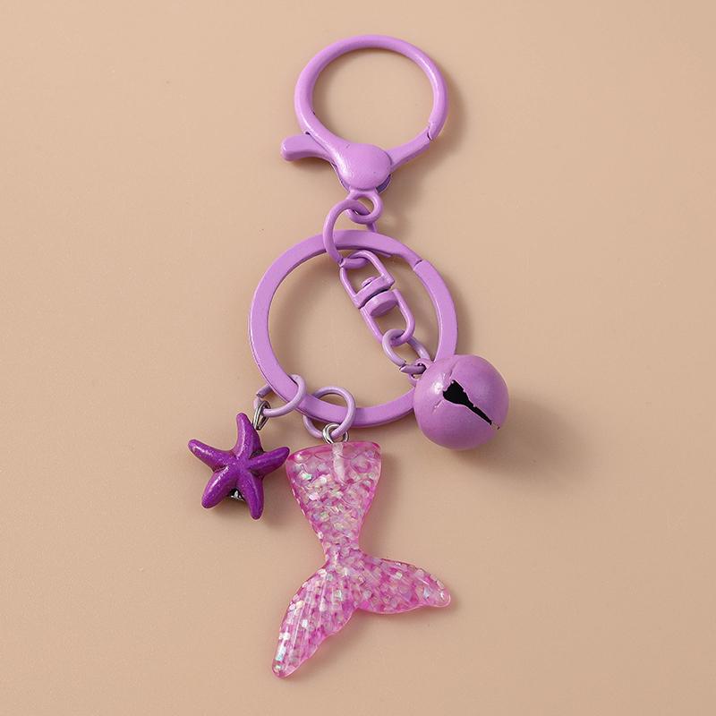 Cute Resin Starfish Gold Fish Keychain Women Girls Key Ring Pendants Handbag Decor DIY Kid's Jewelry Gifts