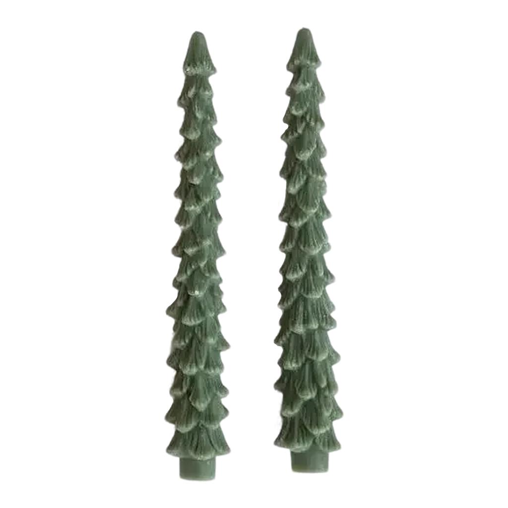 Unscented Tree Shaped Taper Candles, Boxed Set Of 2