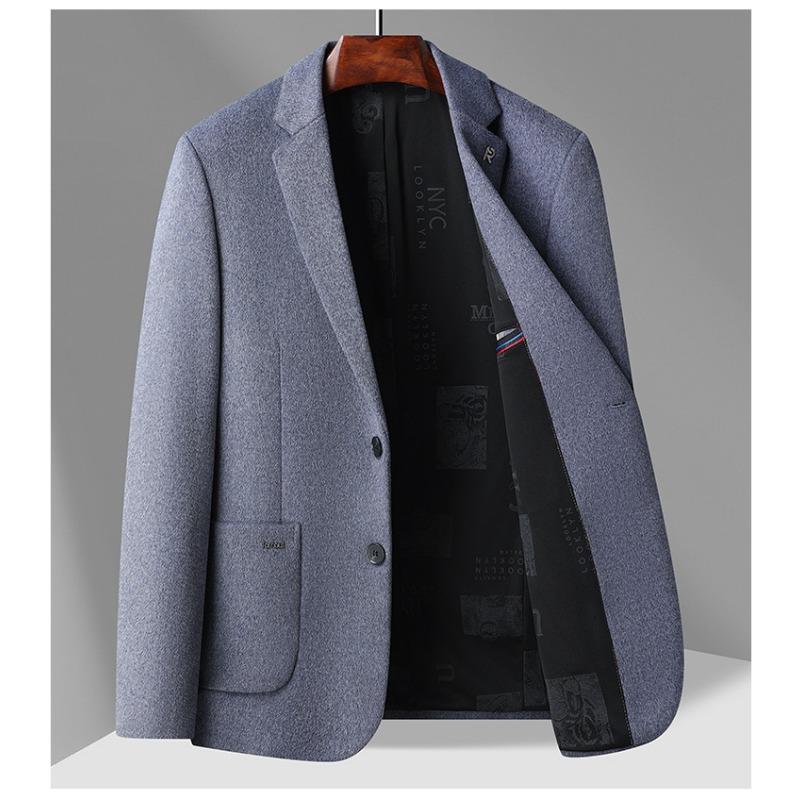 Podzimní a zimní lehký luxusní vlněný jednoknoflíkový trendy oblek s vestou pro středního věku a mladé muže