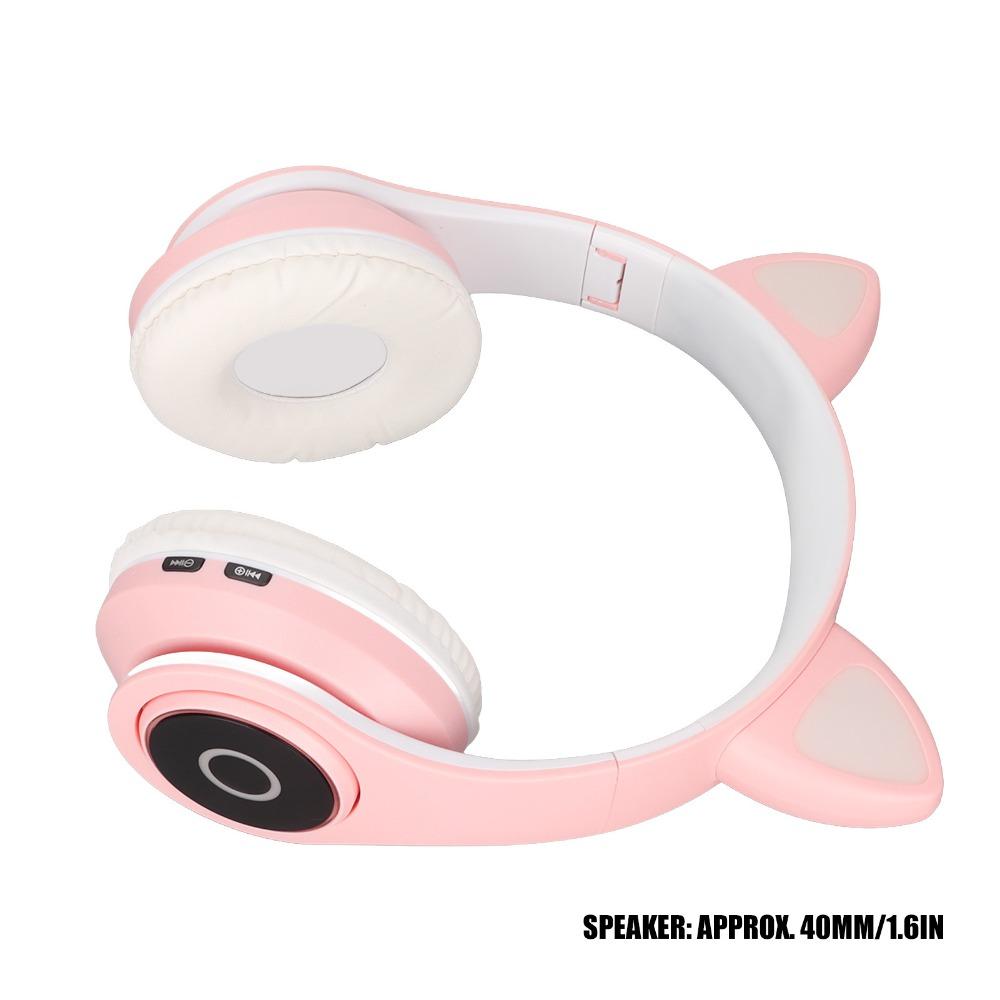 Bass Enhancement Cute Cat Ear Bluetooth Headset Adjustable Wireless Bluetooth Headset Portable Headset Portable Use