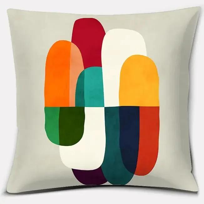 Colorful Abstract Series Double-Sided Printed Pillow Cover Short Plush Suitable Living Rooms Bedrooms Sofas Throw Cushion Cover