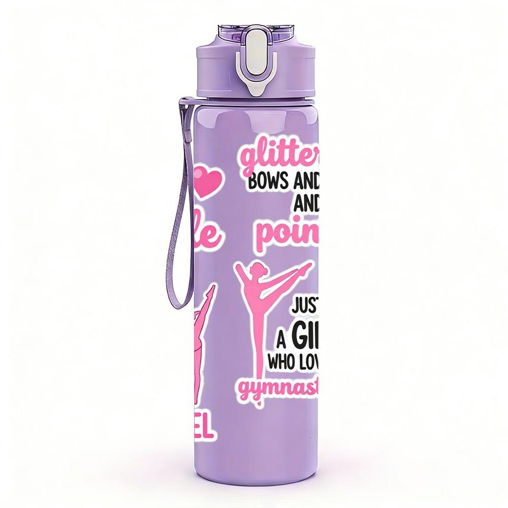 1PC Hustle Girl Power Feminist Quote Art 750ml Color Plastic Sports Water Bottle Leakproof Flip Straw Lid Suitable for Sports Office Home Use