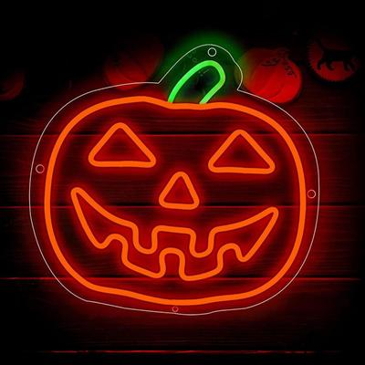 Luminária de parede de abóbora de Halloween, letreiro de néon de abóbora de Halloween, decoração de parede de acrílico com LED para quarto, quarto infantil, festa de bar para quarto