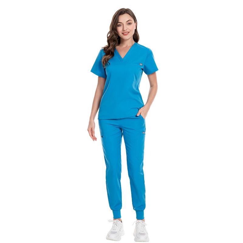 Women's Hand Washing Clothes Set, Oral Clinic Operating Room Nurse Uniform, Short-sleeved V-neck Top