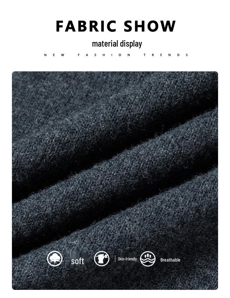 Men's 100% Pure Wool Thickened Knit Cardigan - Zipper Sweater for Autumn & Winter, 600g