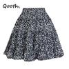 Summer Floral Pleated  A Line Sweet Mini Ruffle Skirt Tiered Elastic Waist Bud Skirt QT2627