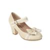 Autumn New Women's High Heels Sweet Lace Bow Princess Fashion Party Shoes Buckle Thick Heels Ladies Wedding Pumps Size 32-48