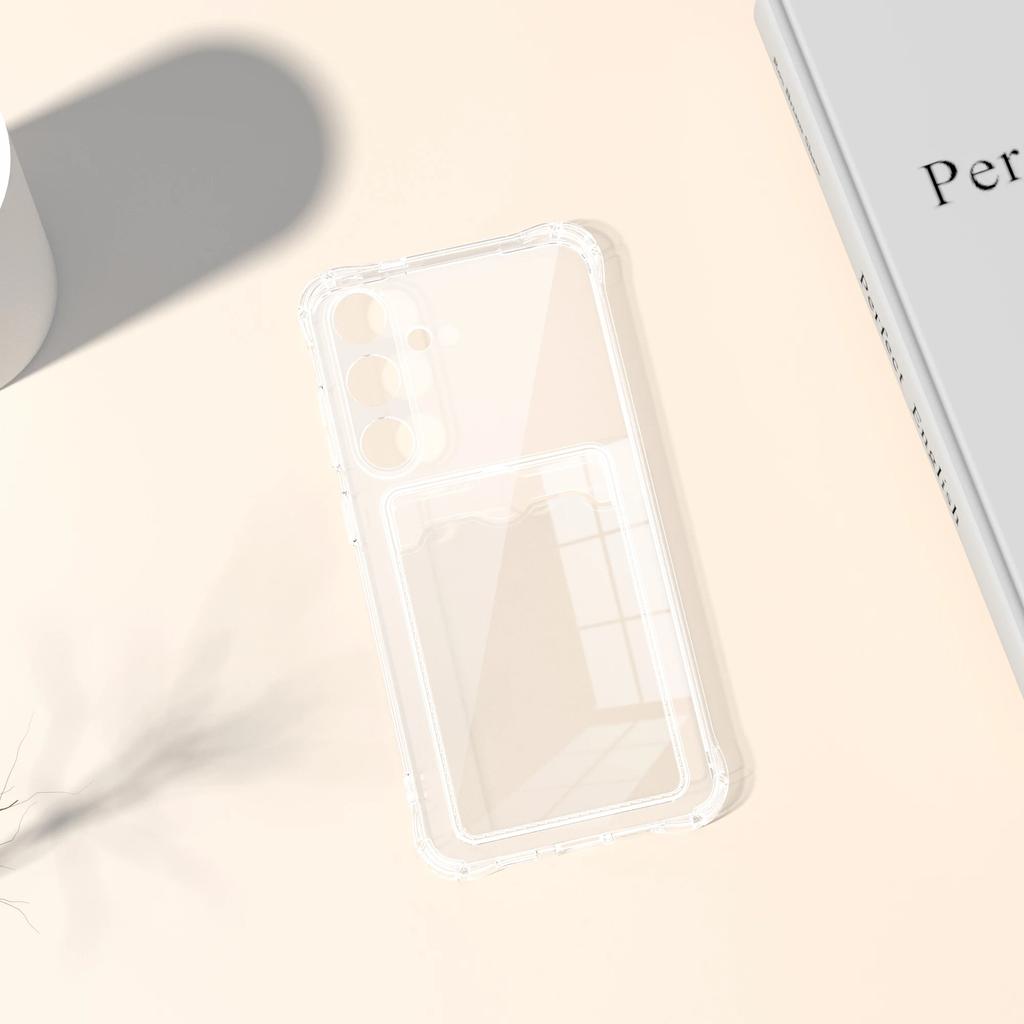 Transparent Card Slot Silicone Case For Samsung Galaxy S25 S23 S24 S21 Note 20 Ultra S20 S24 FE S24+ S23+ S21+ Protection Cover