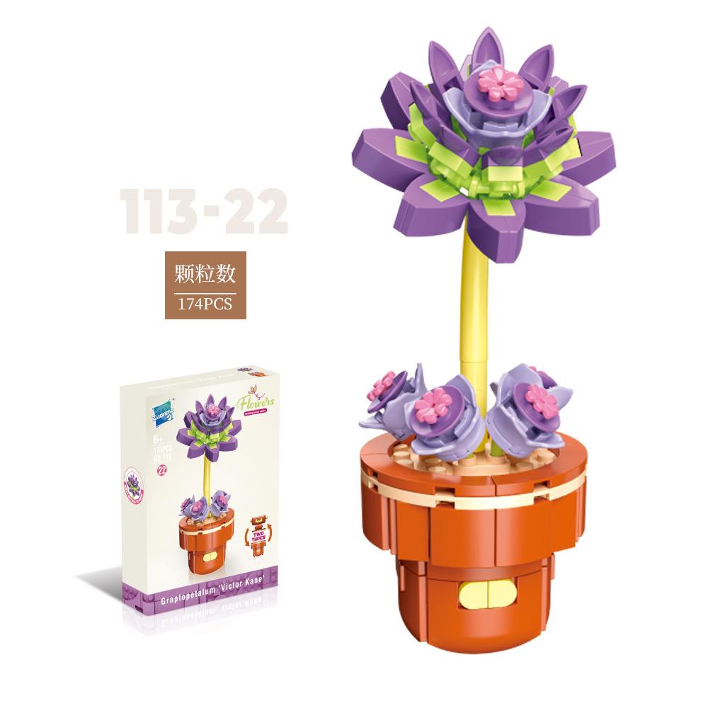 Flower Potted Plant Succulents Building Blocks Ornaments Models Home Decoration Flower Bouquet MOC Bricks Assembly Toy Kids Gift