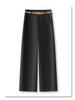 Women's Beige Tencel Cotton High Waist Wide Leg Pants - Slimming Petite Nine-Point for Spring and Autumn 2025
