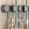 Wall Mounted Suction Cup Mop Clamp Space Aluminum Broom Hanger Practical Mop Clip Rack  Kitchen