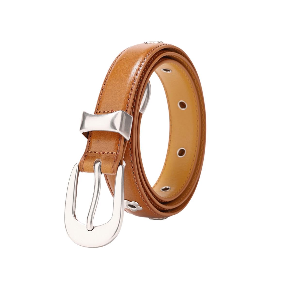 

Новый Ретро Высококачественный Женский Ремень из Верхнего Слоя Кожи, Персонализированный Модный Ремень, Модный и Универсальный, Повседневный Ремень для Брюк 105cm