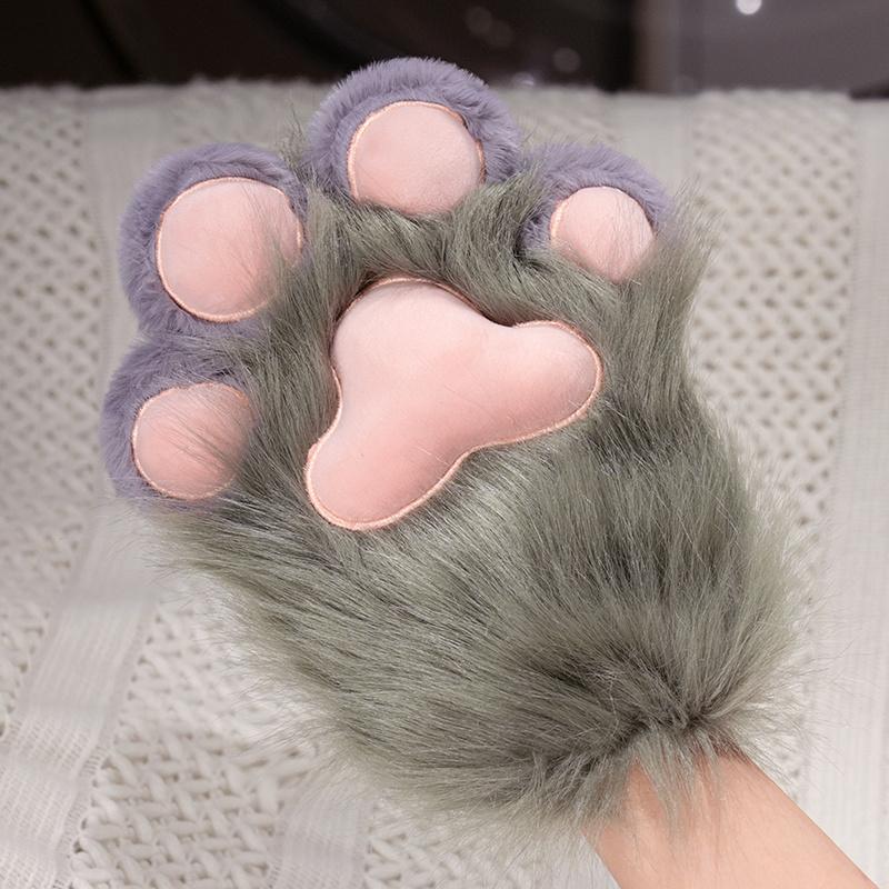 Non-Toxic Creative Cute Cat Claw Glove Plush Toy Fursuit Shoes Wings Cosplay Props White Black Grey Plushies Creative Animal Accessories