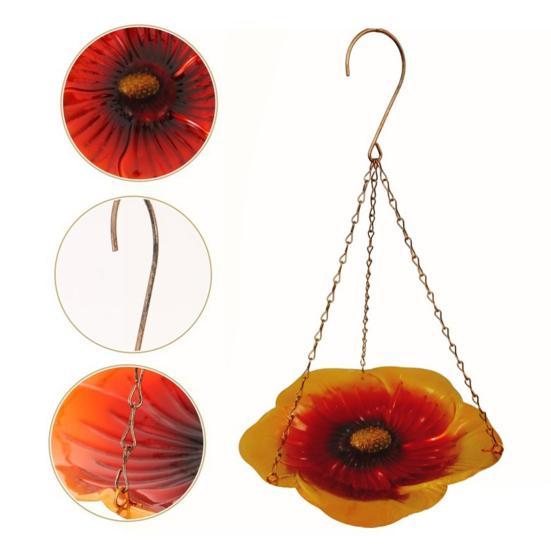 Yousheng Bee Watering Station with Vivid Flower Design Stable Hanging Feeder Windproof Bee Bath Feeders Butterfly Bath Bowl Easy Installation Feeder
