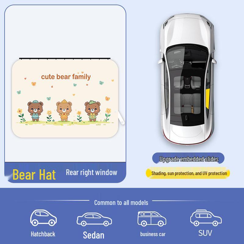 Car Sunshade Track Window Curtain - Interior Sun Protection & Privacy Blackout for Baby Stroller Side Windows