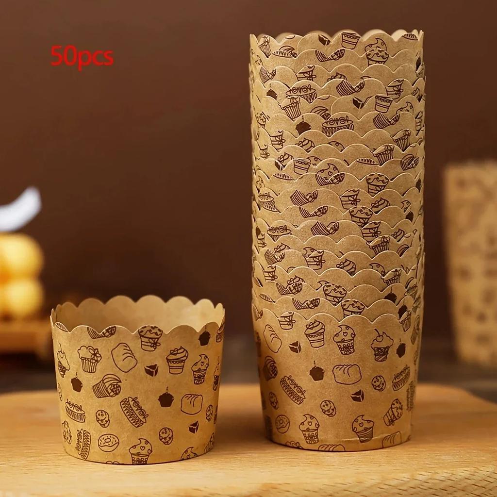 50pcs - Cake Cups, Heat Resistant, Easy Release Cake Liners - Oil Proof Paper Holder for Baked Cakes, Kitchen Accessories