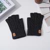 Half-finger flip gloves winter plush thickened knitted cycling out men's and women's warm and cold-proof student gloves