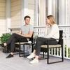Rattan Bistro Set, 3 Piece Garden Furniture Set with Glass Top Table and Cushions, Khaki