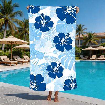 Serviette de Plage Microfibre Hibiscus Hawaïen Tropical Surdimensionnée Extra Large Sans Sable Serviettes de Piscine Séchage Rapide Super Absorbant Natation