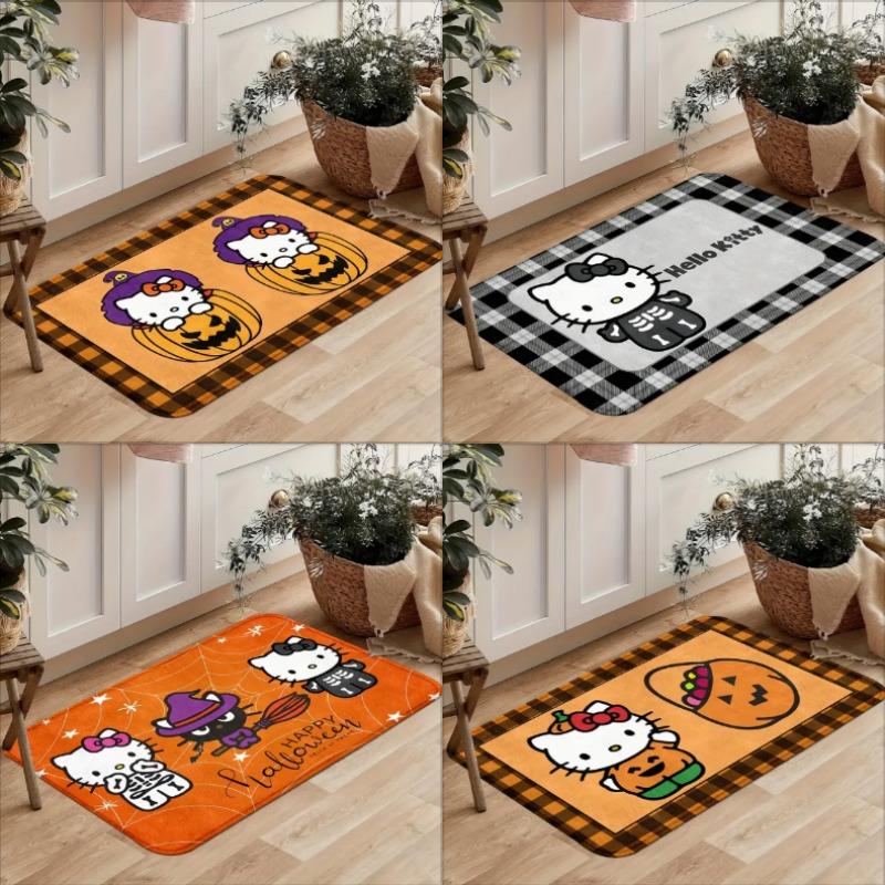 Sanrio Hello Kitty Door Mat Official Halloween Children's Bedroom Non-Slip Mat Pumpkin Hats Carpet Home Decoration Halloween