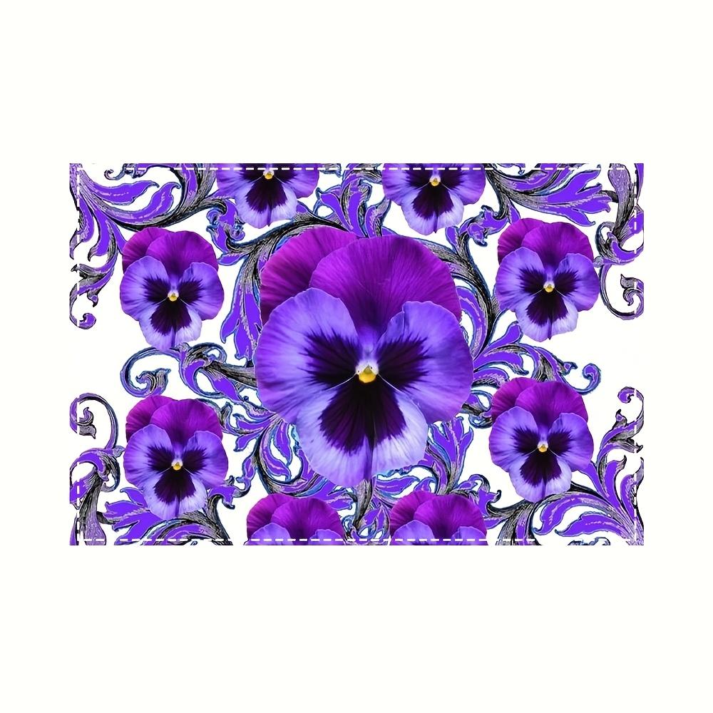 

Purple Pansy Placemats Set of 4 Floral Linen Table Mats Heat Resistant Washable Kitchen Dining Decor Spring Home Decor 4Pcs-30X45cm(12X18in