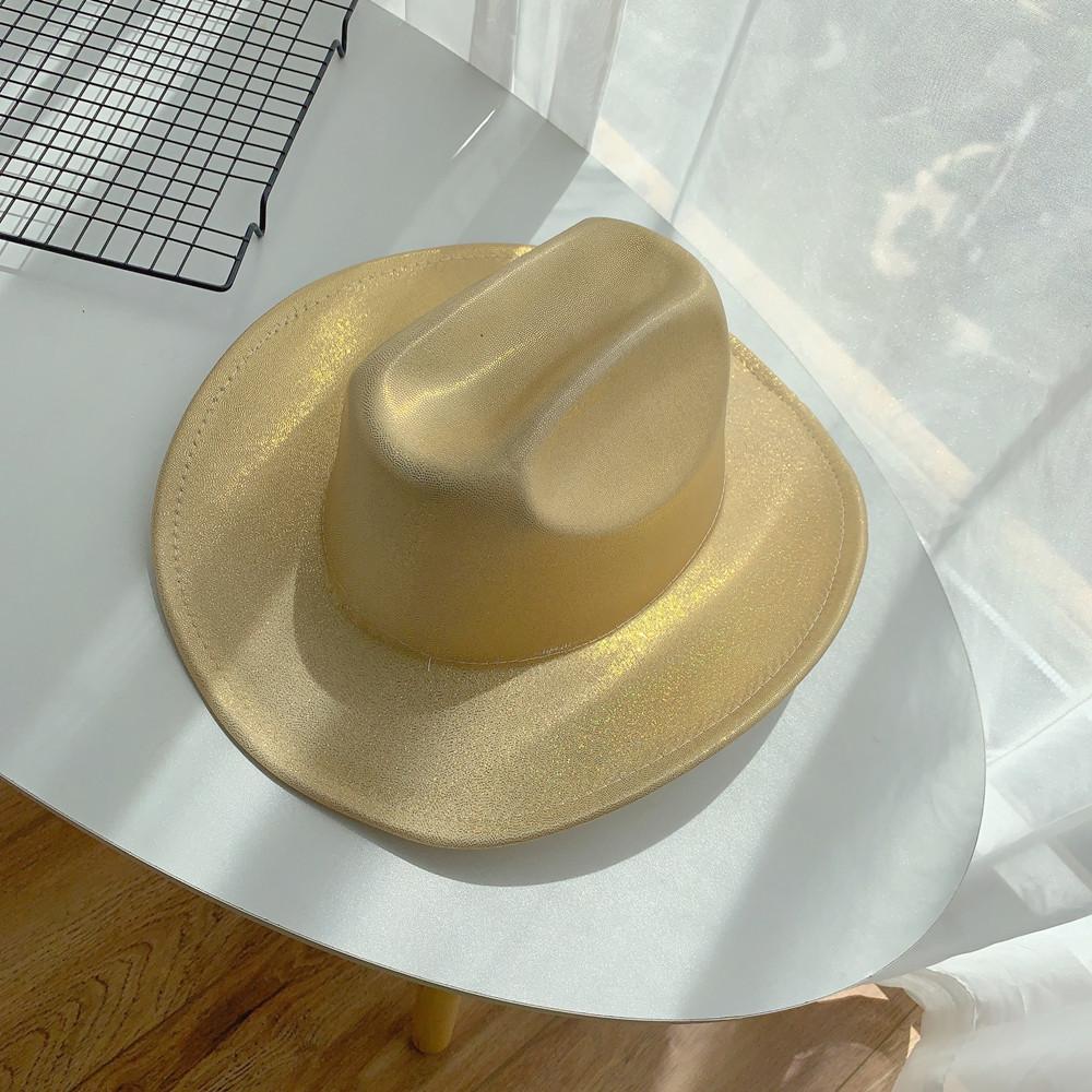 Хэллоуинская Карнавальная Вечеринка Розовый Флуоресцентный Разноцветный Ковбойская Шляпа с Композитным Лазерным Эффектом Западный Стиль Радужная Шляпа M（56-58cm） золотой