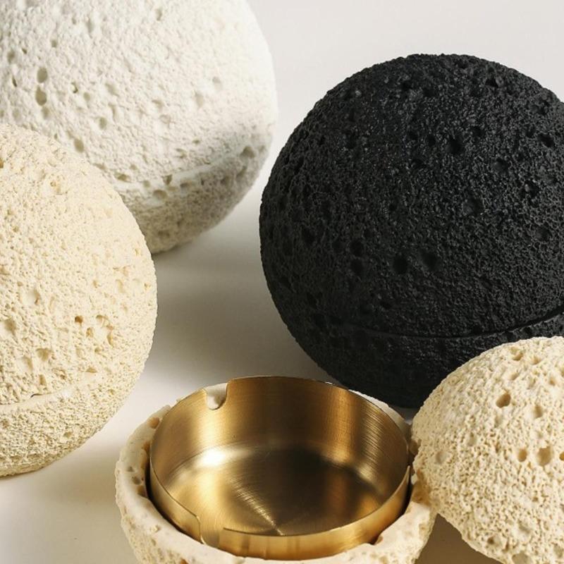 Creative Wind Tunnel Dolomite Spherical Ashtray with Lid Personalized Trendy Car Ashtray Office Desktop Ashtray Gift Home Decor