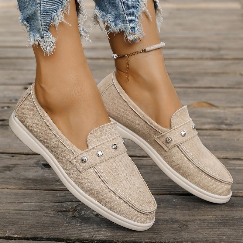 fashion Fashion Rivet Flat Women's Shoes Spring Autumn Faux Leather Suede Casual Flats Soft Bottom Comfortable Women Loafers