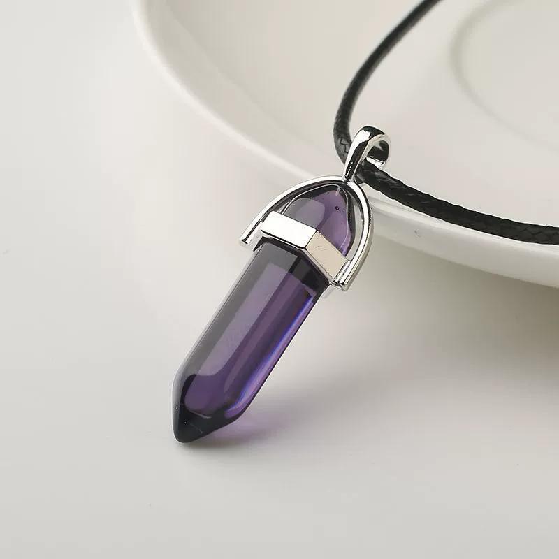 Fashion Natural Tiger Eye Stone Quartz Crystal Agates Hexagonal Column Shape Pendant Necklace for Jewelry Making