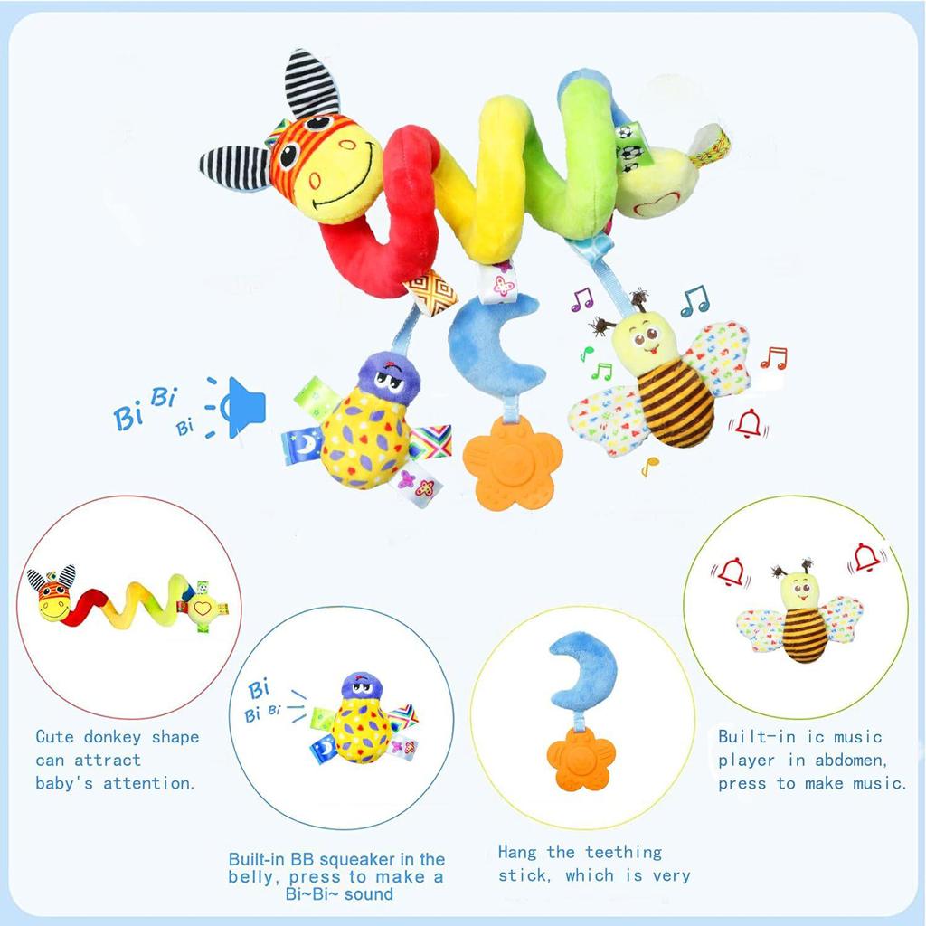 Newborn Plush Doll Educational Hanging Toy for Strollers & Cribs (0-1 Year)