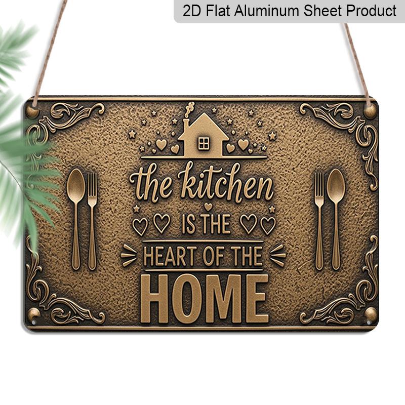 2D Flat 1pc ( 8X12 ) The Kitchen Serves As The Core of The Household. Decorative Gift Sign, Floral Sign, Aluminium Sign, Garland Sign, Decor, Wall 20*30cm