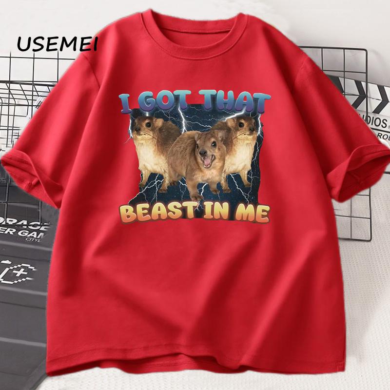 

I Got That Beast in Me Funny Rock Hyrax Meme T-shirts for Men Women Silly Dank Memes T Shirt Funny Sayings Trendy Streetwear S