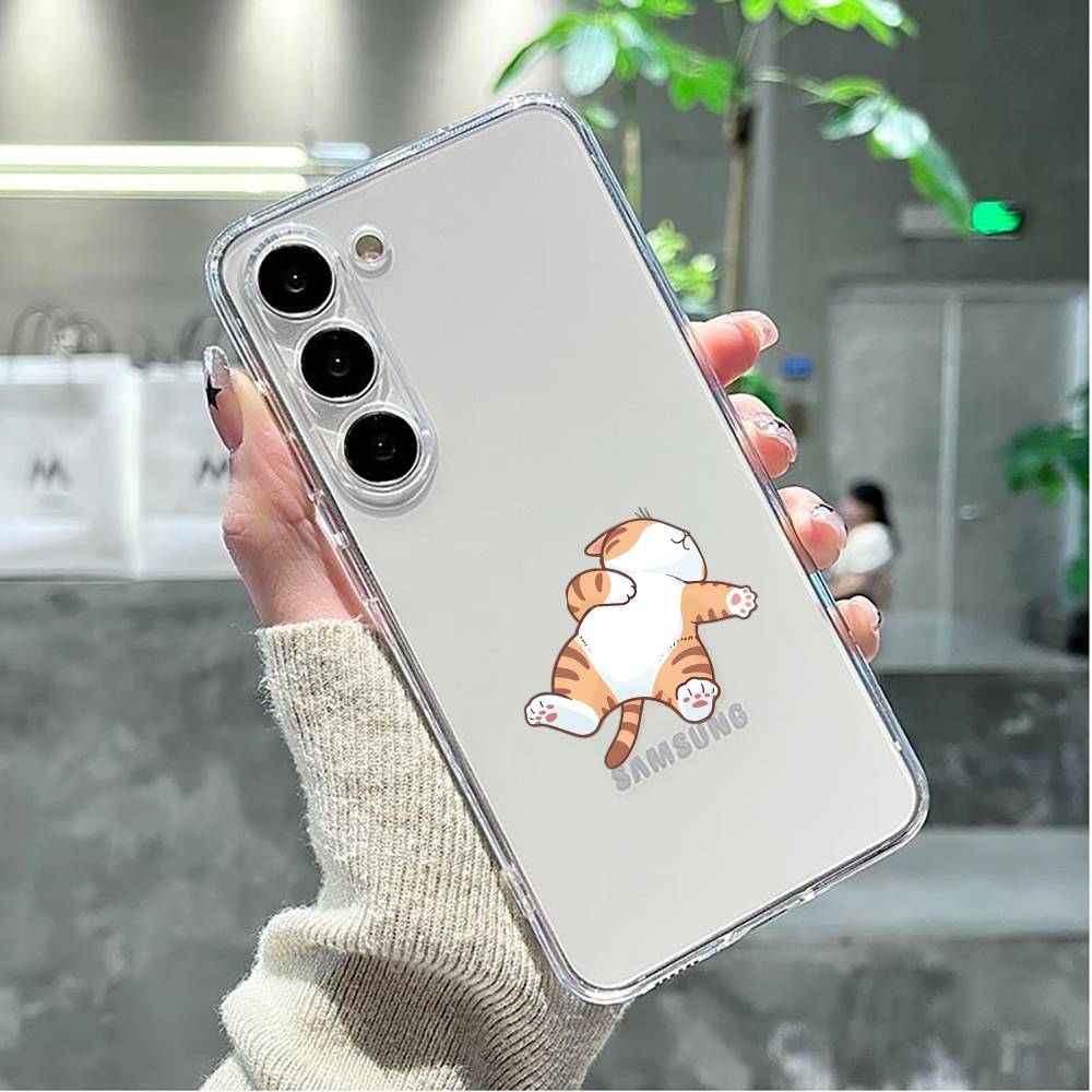 Cartoon Cat Meow Phone Case Transparent Silicone Soft For Samsung GalaxyA10,12,13,20,21s,22,31,32,52,71,72,73