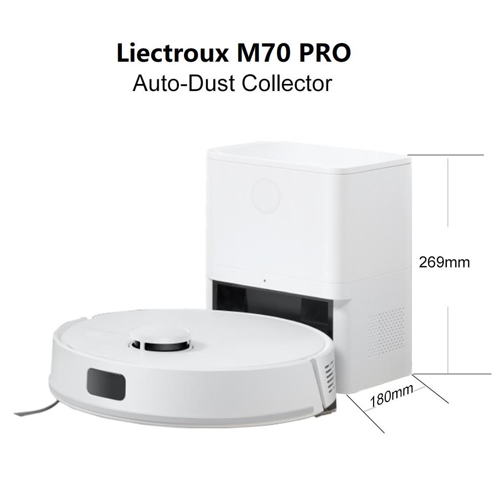 Liectroux M70 PRO Robot Vacuum Cleaner 4 Adjustable Levels 3-in-1 Sweeping, Vacuuming and Mopping 6500 Pa Suction Power