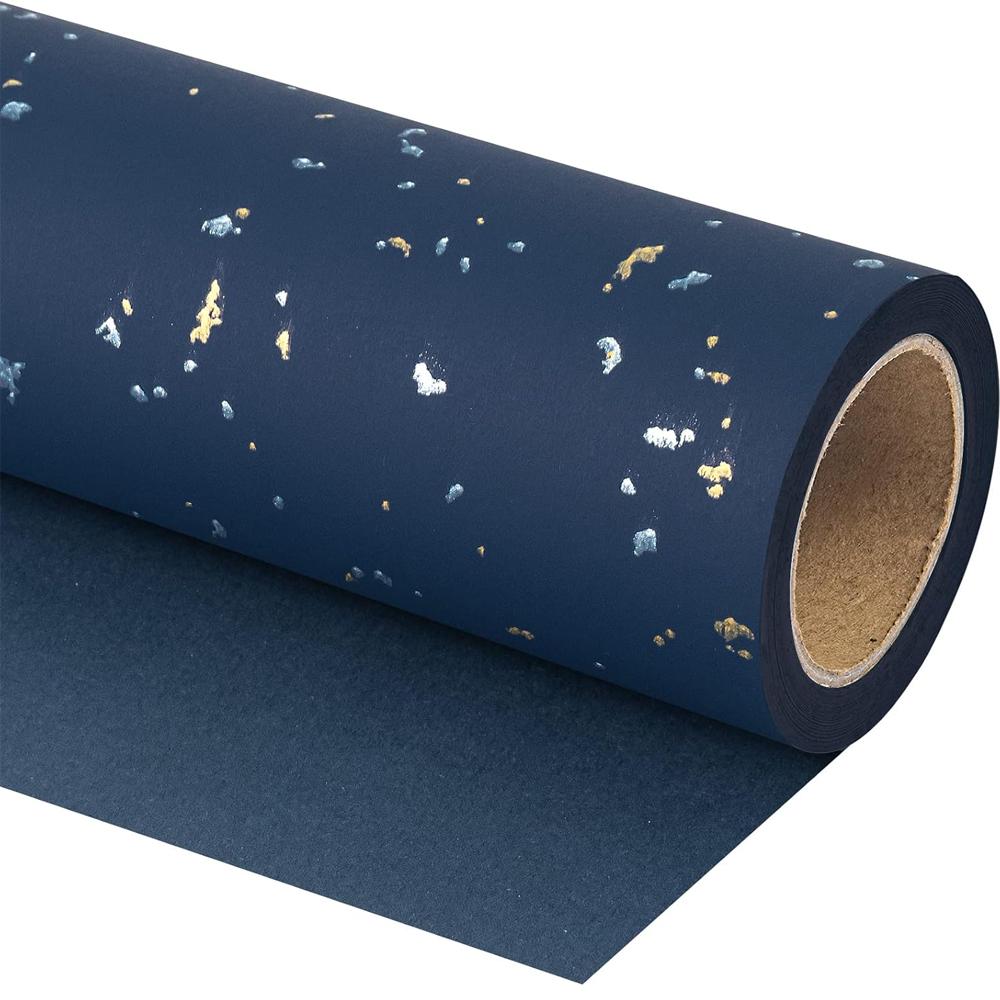1 Rolle Sternennacht Geschenkpapier Elegantes Blaues Goldfolienpapier Für Geburtstage Feste Hochzeitsfeier Geschenke Einwickler